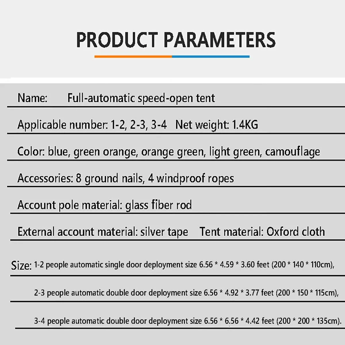 1-2 2-3 3-4 Person Camping Tent, Insect Screens for Ventilation and Ventilation Tent, Tent for Picnic/Hiking/Fishing/Outdoor,Green Door,3 to 4