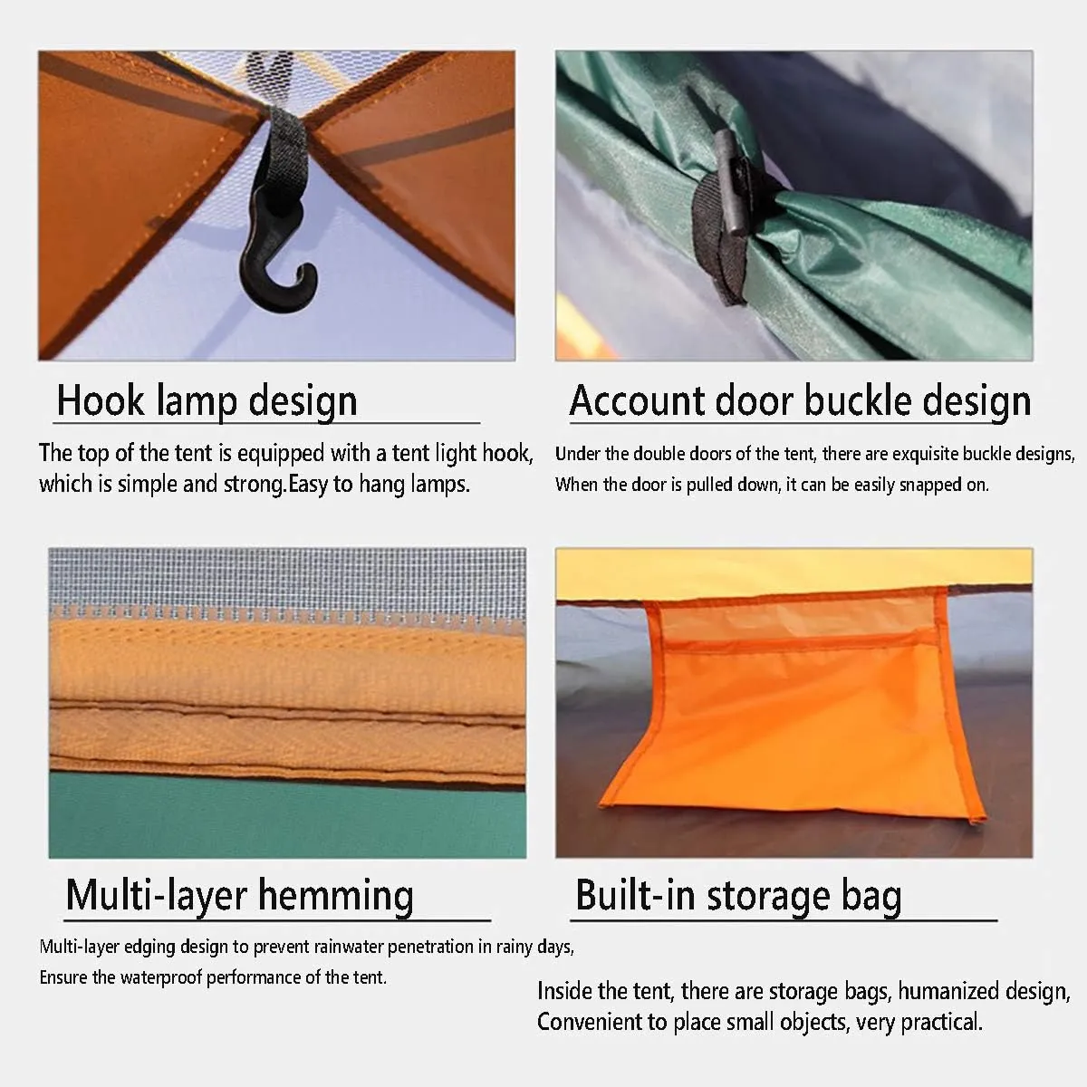 1-2 2-3 3-4 Person Camping Tent, Insect Screens for Ventilation and Ventilation Tent, Tent for Picnic/Hiking/Fishing/Outdoor,Green Door,3 to 4