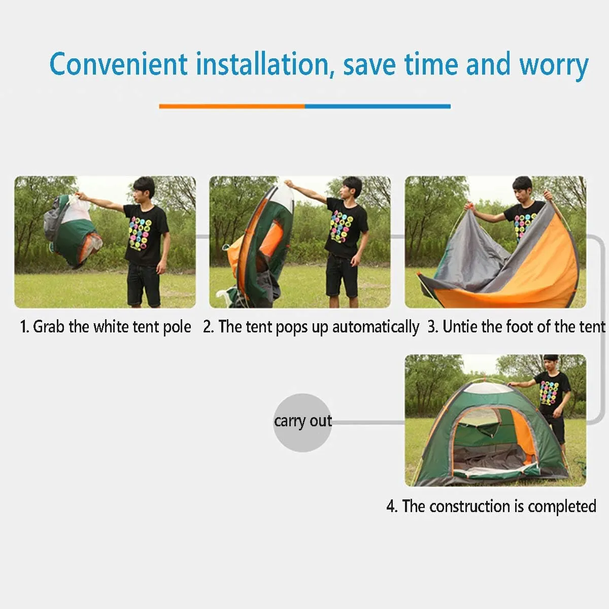 1-2 2-3 3-4 Person Camping Tent, Insect Screens for Ventilation and Ventilation Tent, Tent for Picnic/Hiking/Fishing/Outdoor,Green Door,3 to 4