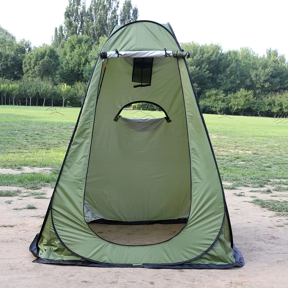 1-2 Person Portable Pop Up Shower Privacy Shelter Tents with 3 Windows, Waterproof UV Protection Picnic Camping Fishing Shelter Tent, Outdoor Dressing Room Beach Isolation Sun Shelter (Green)