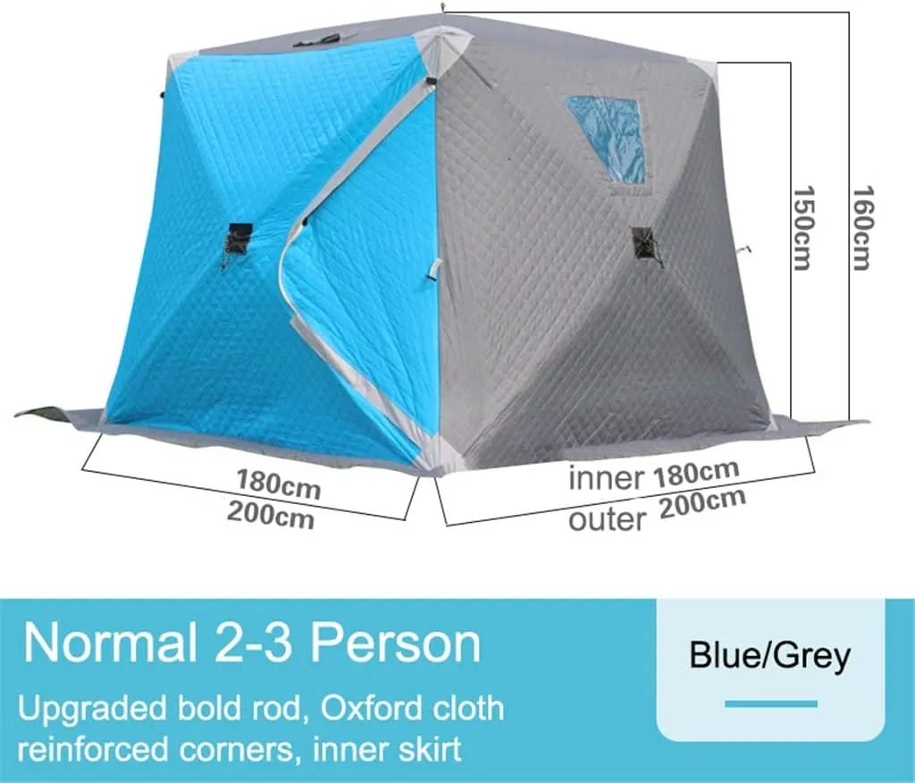 1-4 Winter Fishing Tent Winter Ice Fishing Tent Camping Tent Windproof and Rainproof Outdoor Winter Fishing Warm Tent (D 200 * 200 * 160cm)