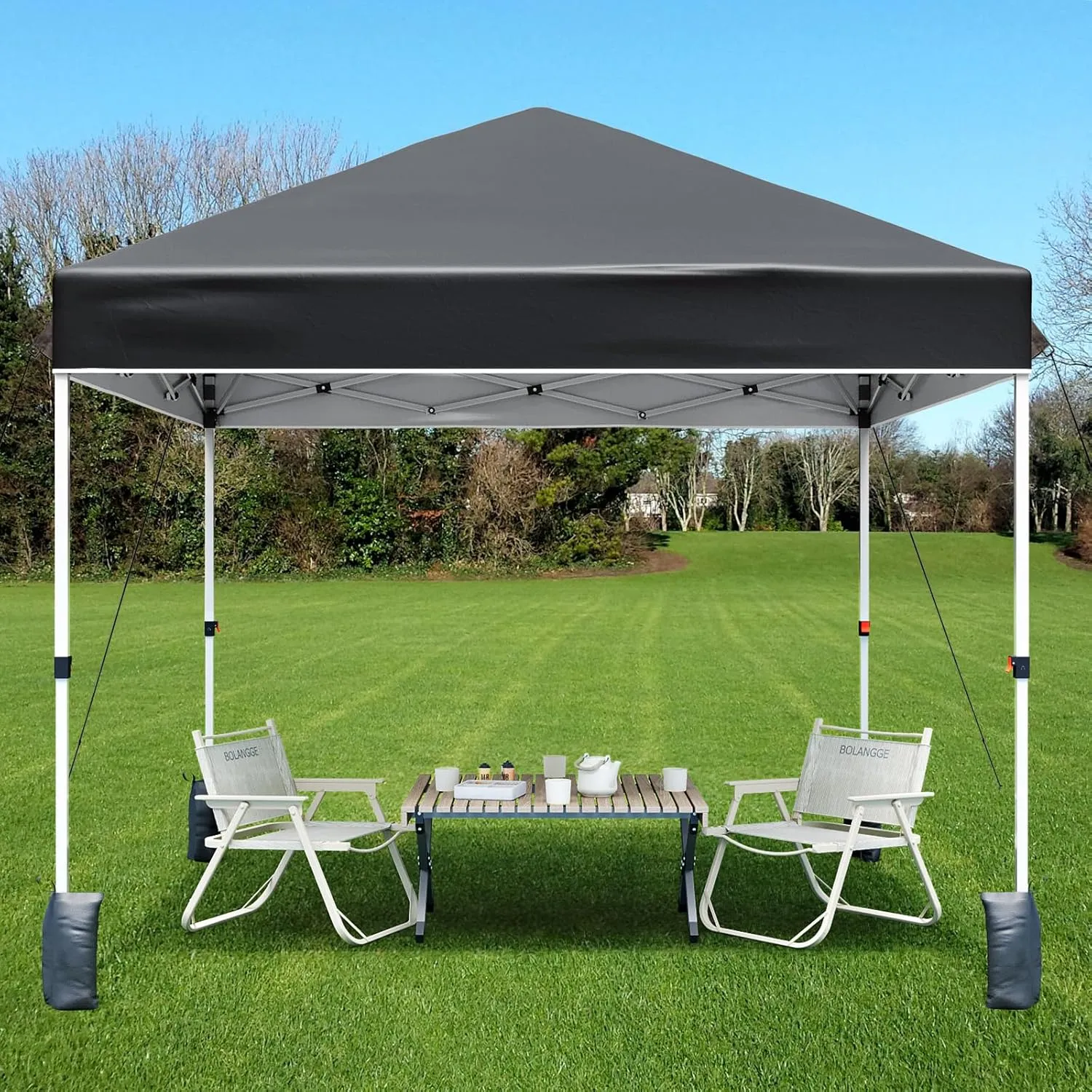10 * 10FT Instant Pop Up Canopy Tent for One Person Setup,Pop Up Commercial Canopy Tent,Outdoor Easy Up Tent w/1-Button Push,Wheeled Bag,4 Sandbags,Bonus 8 Stakes and 4 Ropes-Black