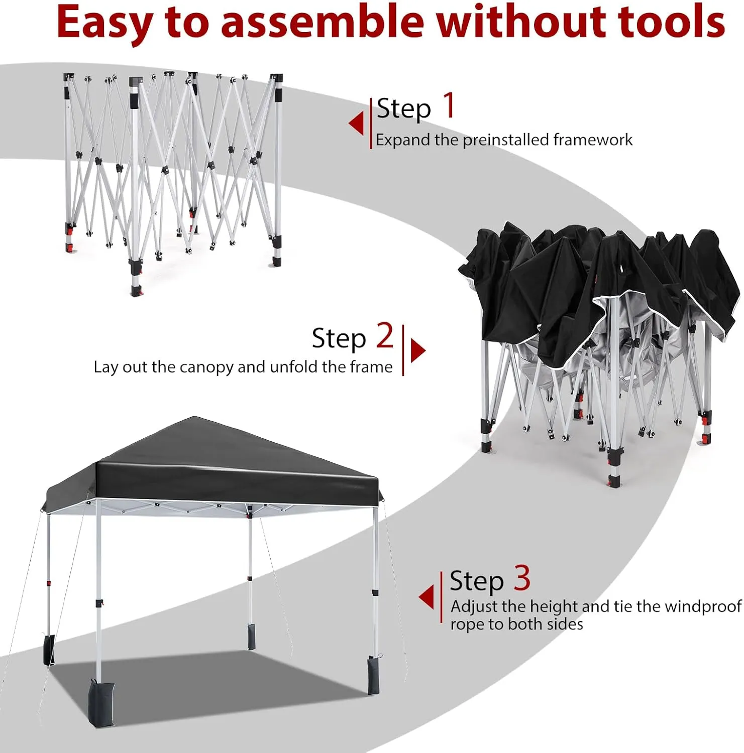 10 * 10FT Instant Pop Up Canopy Tent for One Person Setup,Pop Up Commercial Canopy Tent,Outdoor Easy Up Tent w/1-Button Push,Wheeled Bag,4 Sandbags,Bonus 8 Stakes and 4 Ropes-Black
