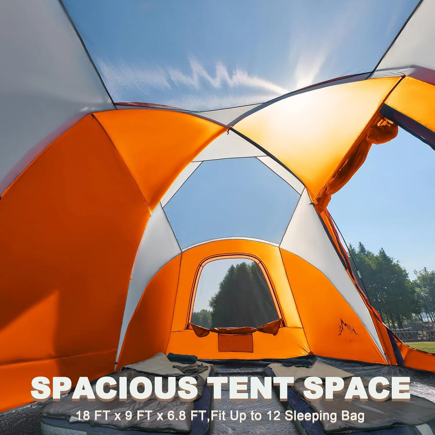 10 Person Family Tents for Camping Waterproof, Music Festival, Parties,2 Room Big Tent with 4 Large Mesh Windows, Double Layer, Easy Setup, Weather Resistant,18ft X 9ft X6.8ft