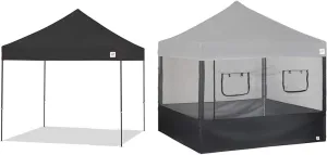 10' x 10' Pyramid Shelter with Wide-Trax Bag, 4 Piece Spike Set & Food Booth Sidewall Kit for 10' x 10' Canopy