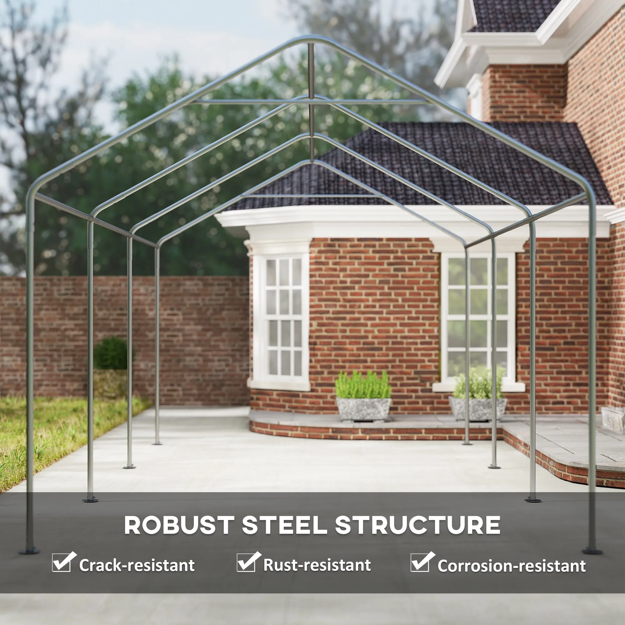 10' x 20' Portable Garage with 2 Roll-Up Doors, Dark Grey