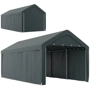 10' x 20' Portable Garage with 2 Roll-Up Doors, Dark Grey