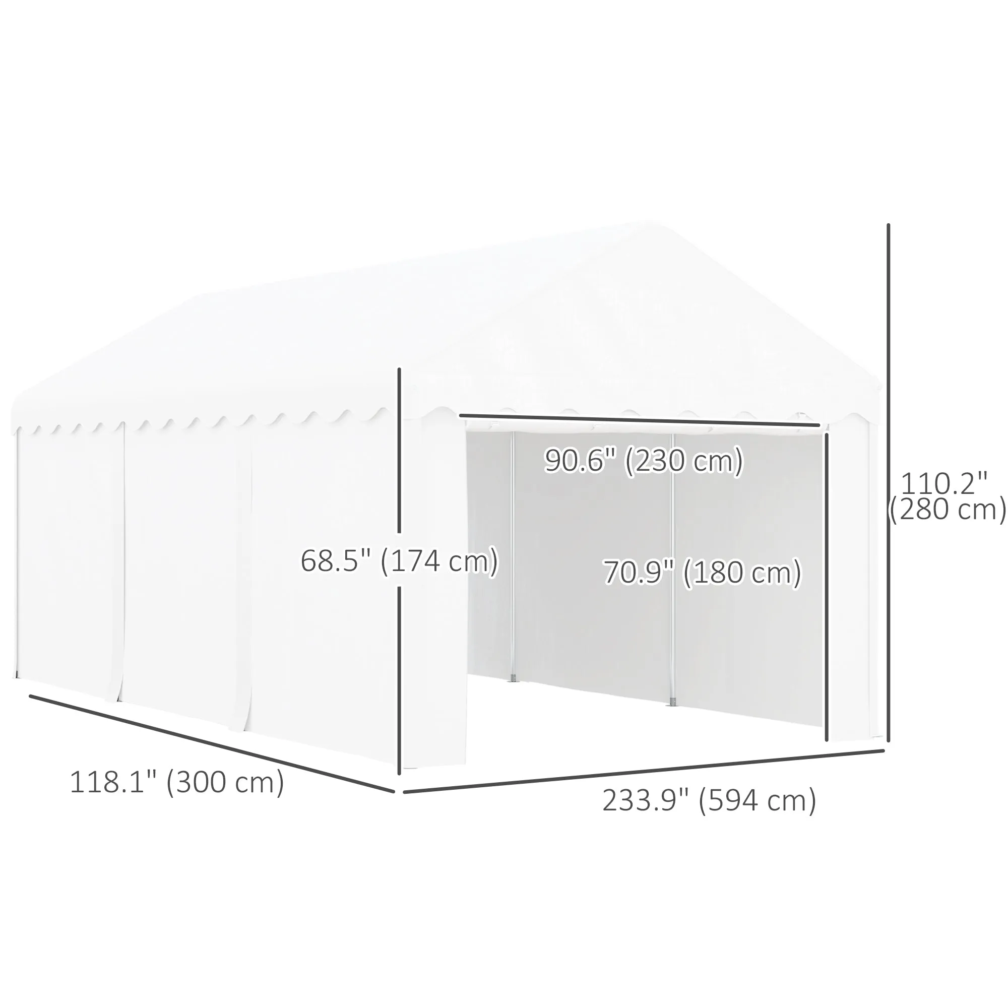 10' x 20' Portable Garage with Heavy Duty Removable Sidewalls