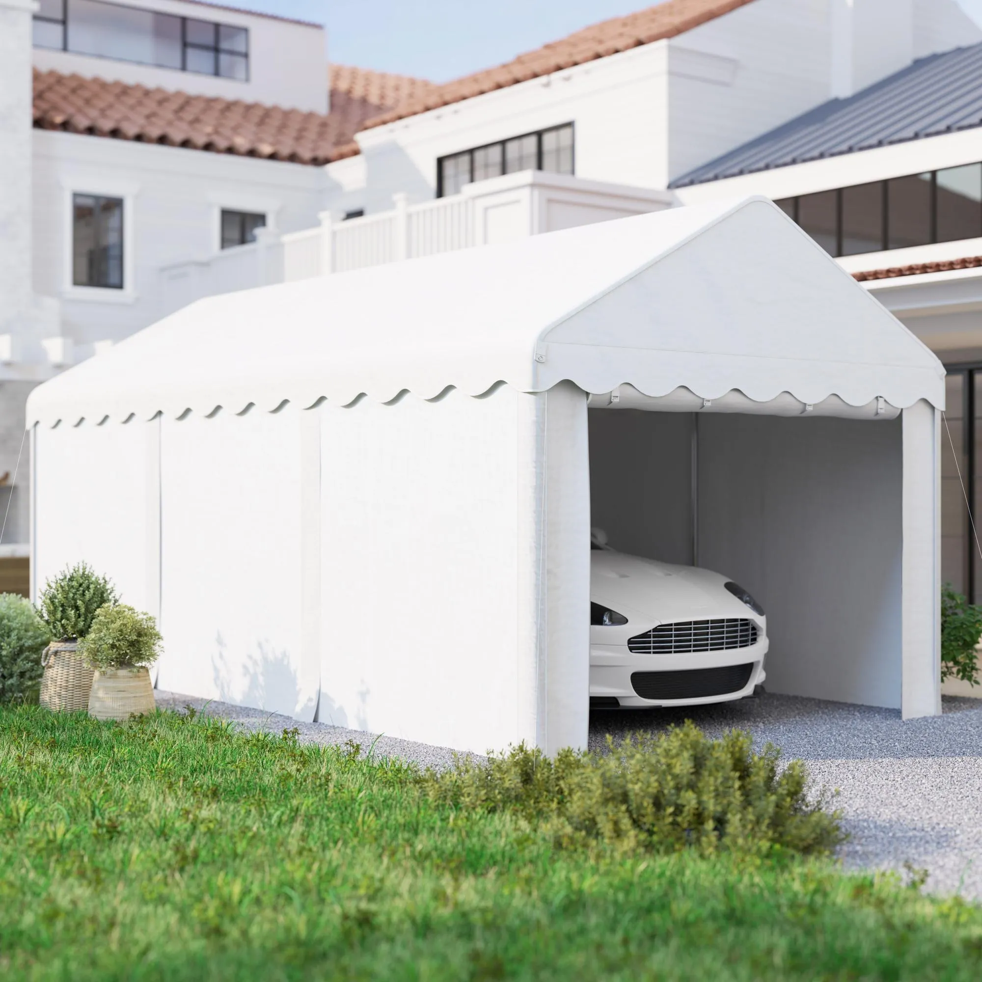 10' x 20' Portable Garage with Heavy Duty Removable Sidewalls
