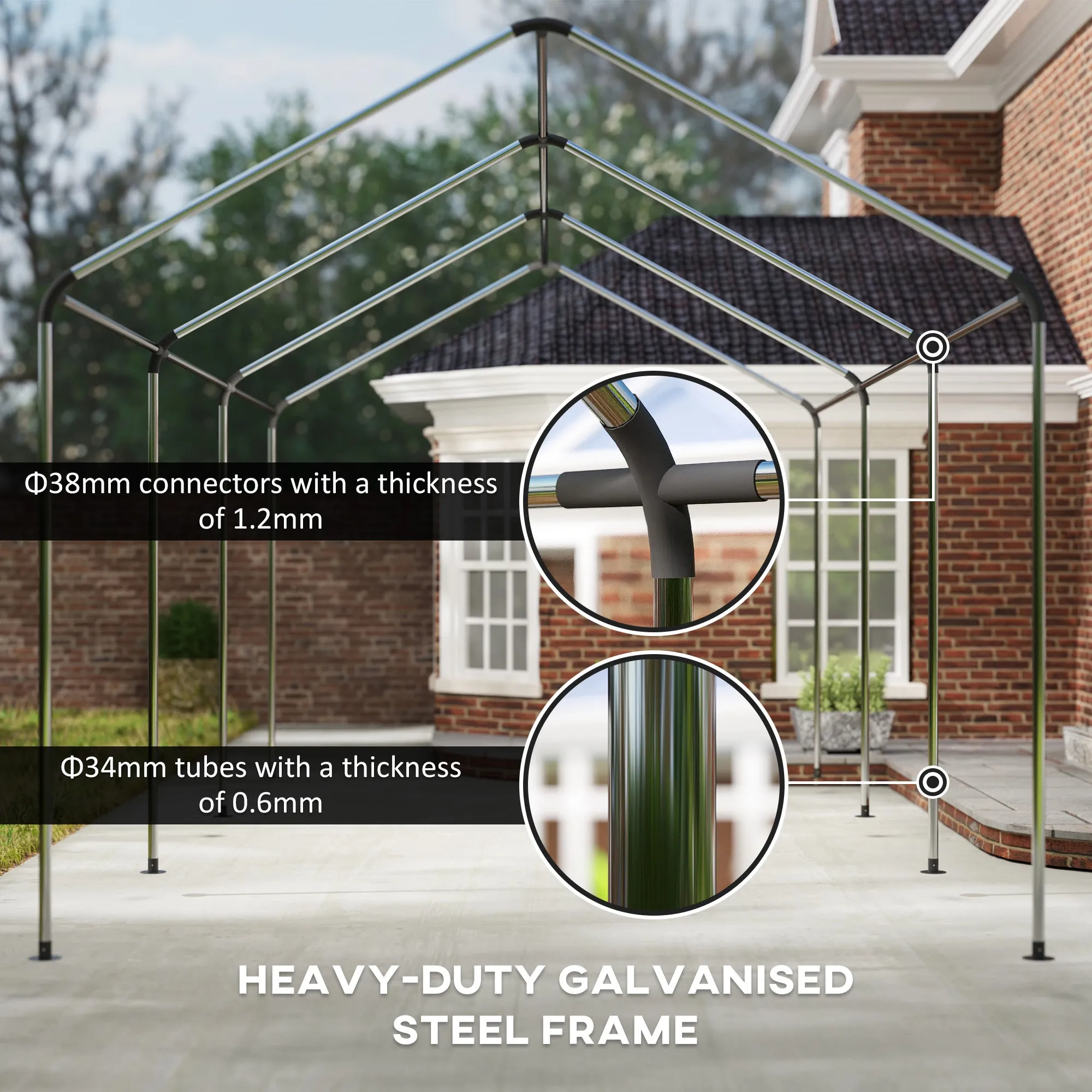 10' x 20' Portable Garage with Heavy Duty Removable Sidewalls