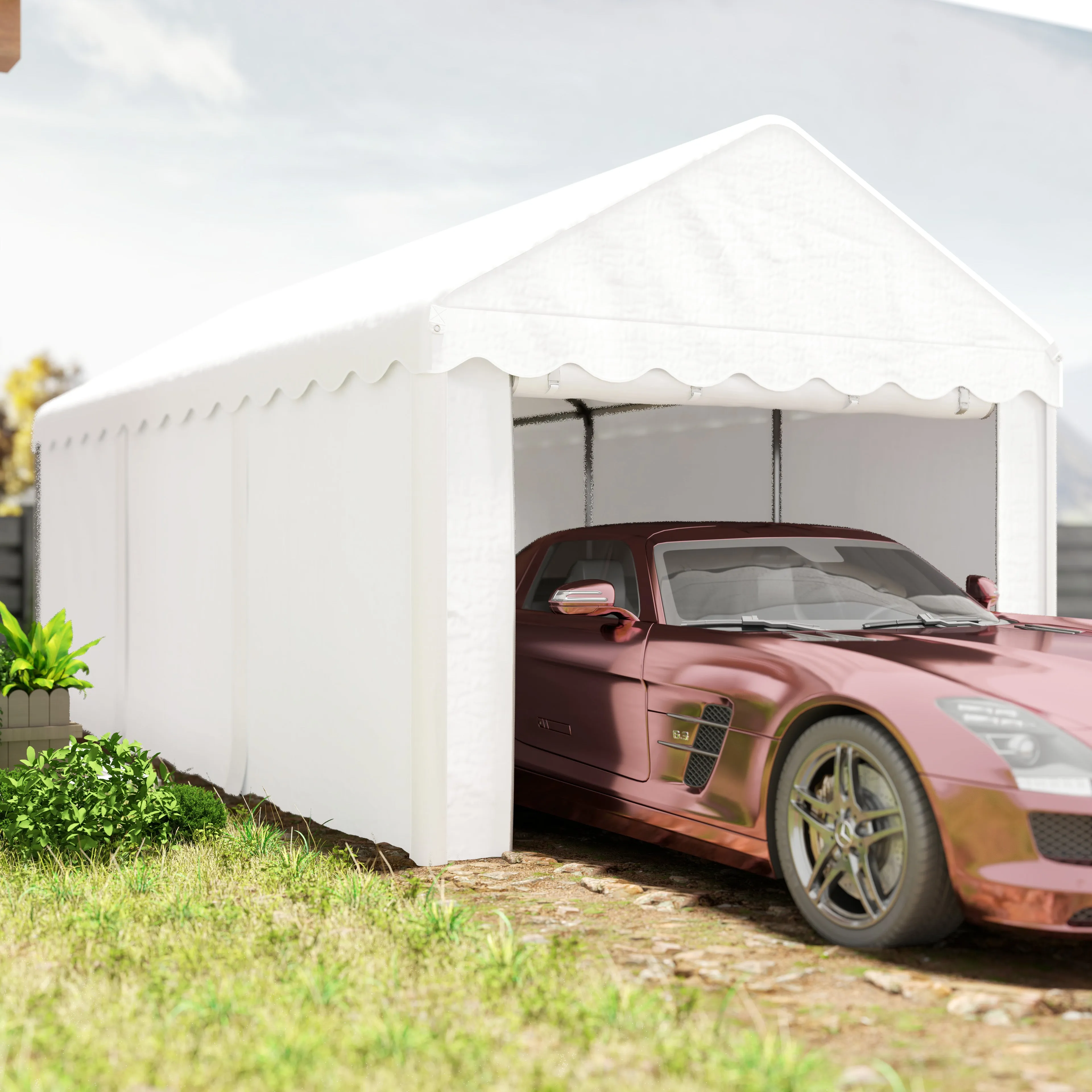 10' x 20' Portable Garage with Heavy Duty Removable Sidewalls