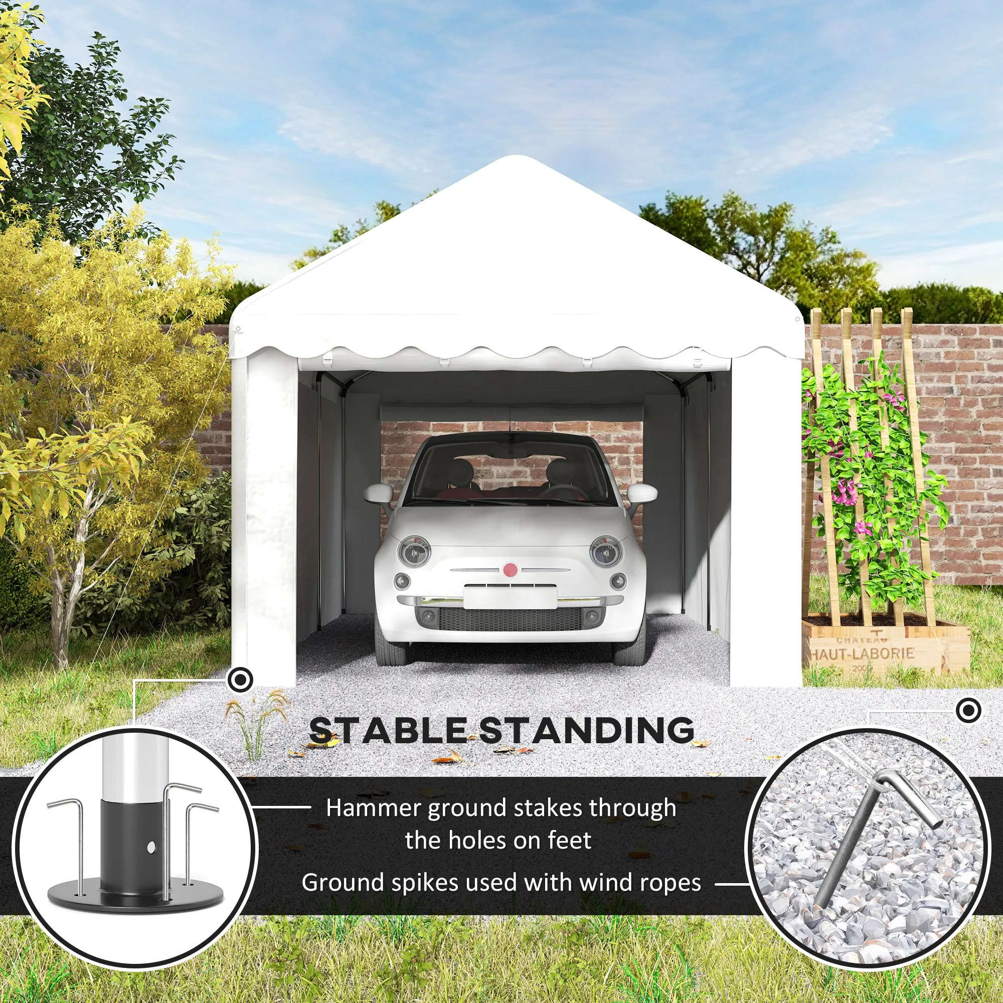 10' x 20' Portable Garage with Heavy Duty Removable Sidewalls