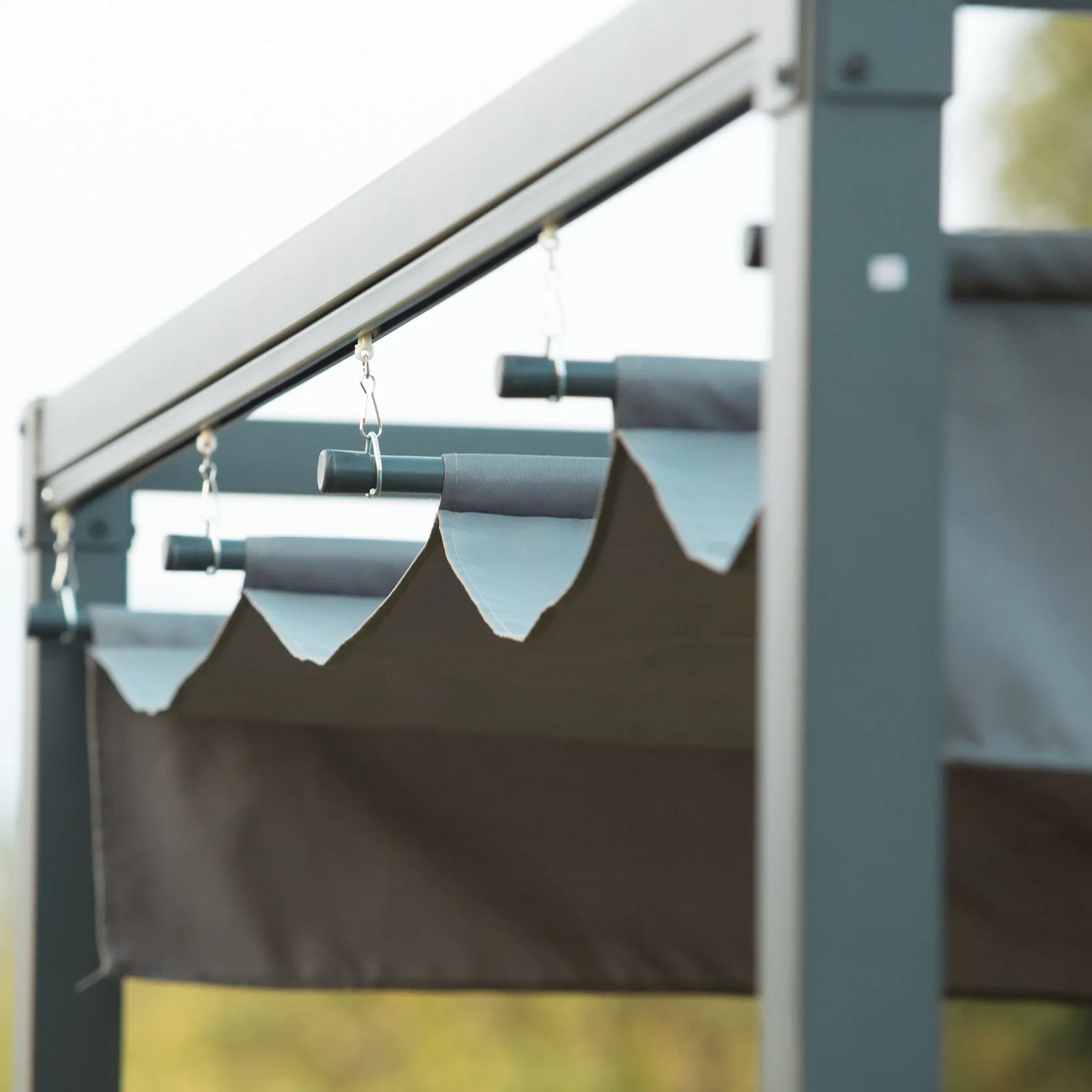 10' x 7' Patio Pergola with Retractable Canopy, Outdoor Sun Shelter, Yard Shade, Grey