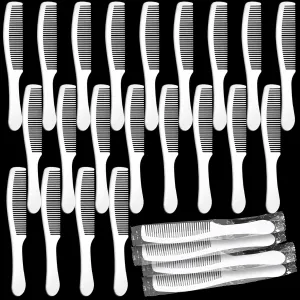 100 Packs Individually Wrapped Combs Disposable Plastic Hair Combs in Bulk Set for Travel, Hotel, Shelter, Homeless, Nursing Home, Charity, Church, 6.5 Inch Long(White)