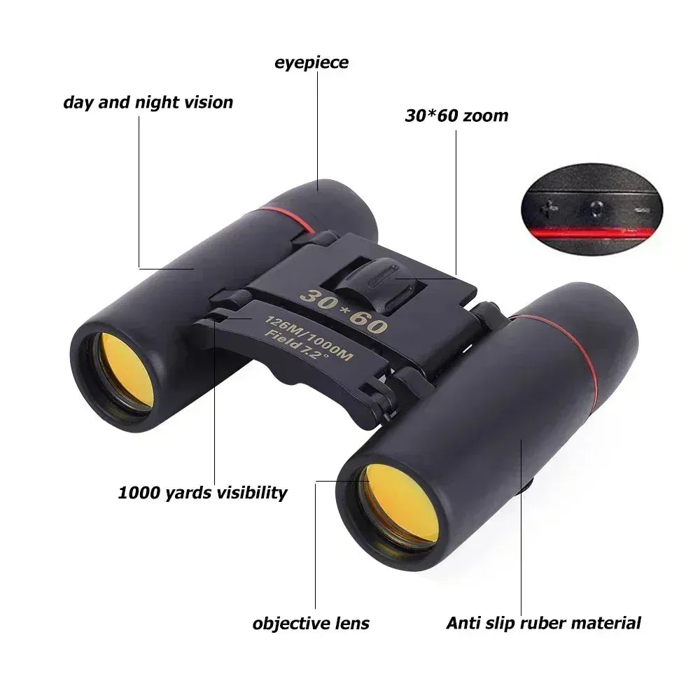 1000m 30x60 Compact Zoom Binoculars Long Range Folding