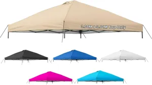 10x10 Canopy Replacement Top Cover,Pop Up Canopy Tent Top with Air Vent Ropes, Waterproof Sunshade Silver Coated Oxford Cloth for Outdoor Garden Patio Picnic Camping(Top Only,301 * 301cm)