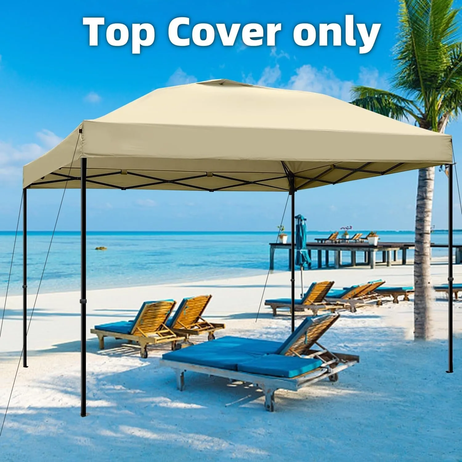 10x10 Canopy Replacement Top Cover,Pop Up Canopy Tent Top with Air Vent Ropes, Waterproof Sunshade Silver Coated Oxford Cloth for Outdoor Garden Patio Picnic Camping(Top Only,301 * 301cm)