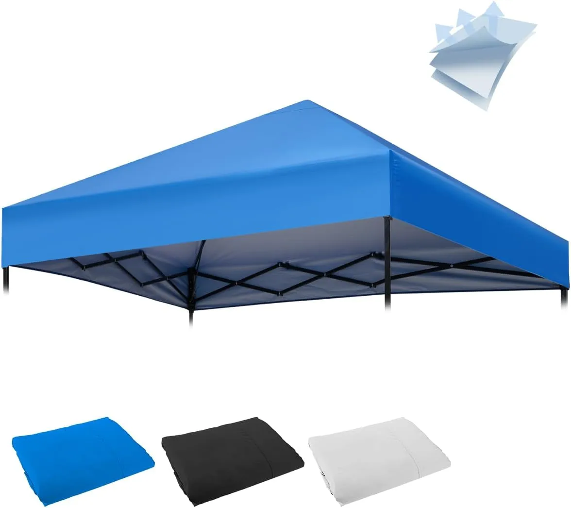 10x10 Canopy Replacement Top for Straight Leg, Pop-up Canopy Tent Replacement Cover, Waterproof Instant Canopy Top Cover with Rope for Garden, Picnic, Camping(Blue)