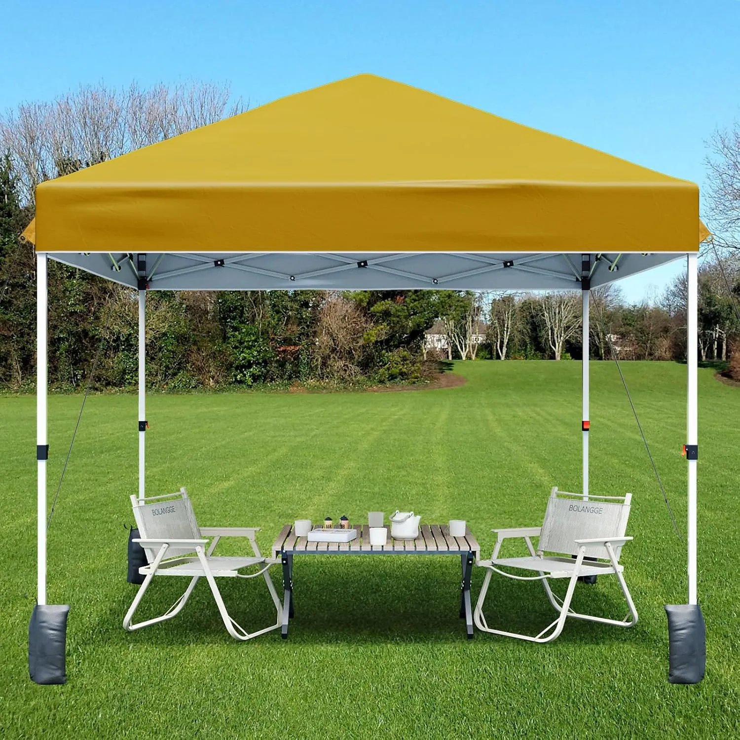 10x10 Pop Up Canopy Tents, Instant Portable Shelter with Easy One-Person Setup, Adjustable Heights, Wheeled Carry Bag, Bonus Stakes & Ropes, Outdoor Shade for Parties, Patio, Commercial Use,Khaki