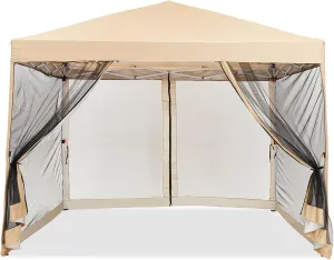 10x10ft Easy Pop-Up Canopy, Outdoor Screen Tent with Mesh Mosquito Netting Side Walls, Pop Up Tent, Waterproof Outdoor Screen Shed for Camping Picnic Party Deck Yard Events