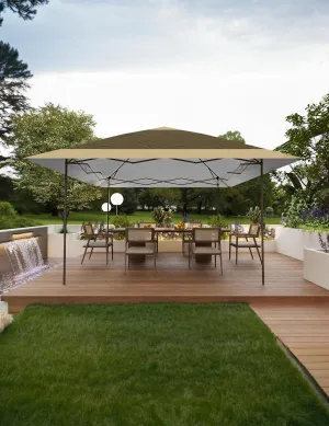 12' x 12' Pop-Up Instant Gazebo Tent, Double Roof Patio Gazebo Portable Sun Shelter Outdoor Canopy Tent for Deck, Backyard, Garden, Patio, Lawns, Khaki & Beige
