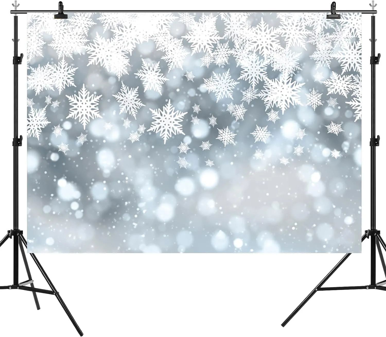 12x8ft Winter Wonderland Backdrop Christmas White Snowflake Scene Photography Background Glitter Ice Falling Snow Flakes Banner Decorations Xmas New Year Holiday Party Photo Booth Prop