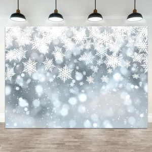12x8ft Winter Wonderland Backdrop Christmas White Snowflake Scene Photography Background Glitter Ice Falling Snow Flakes Banner Decorations Xmas New Year Holiday Party Photo Booth Prop