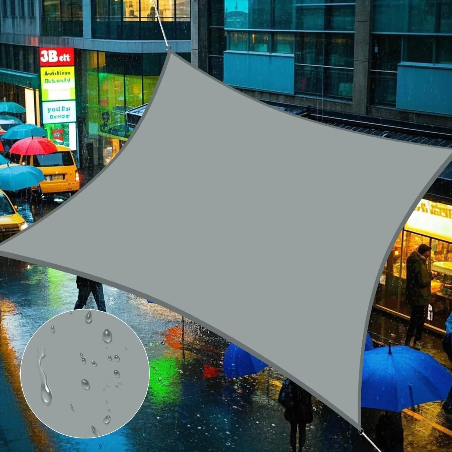 13' x 14' Waterproof Sun Shade Sail, Grey Rectangle UV Block Canopy for Patio, Backyard, Deck, Outdoor Activities (Custom