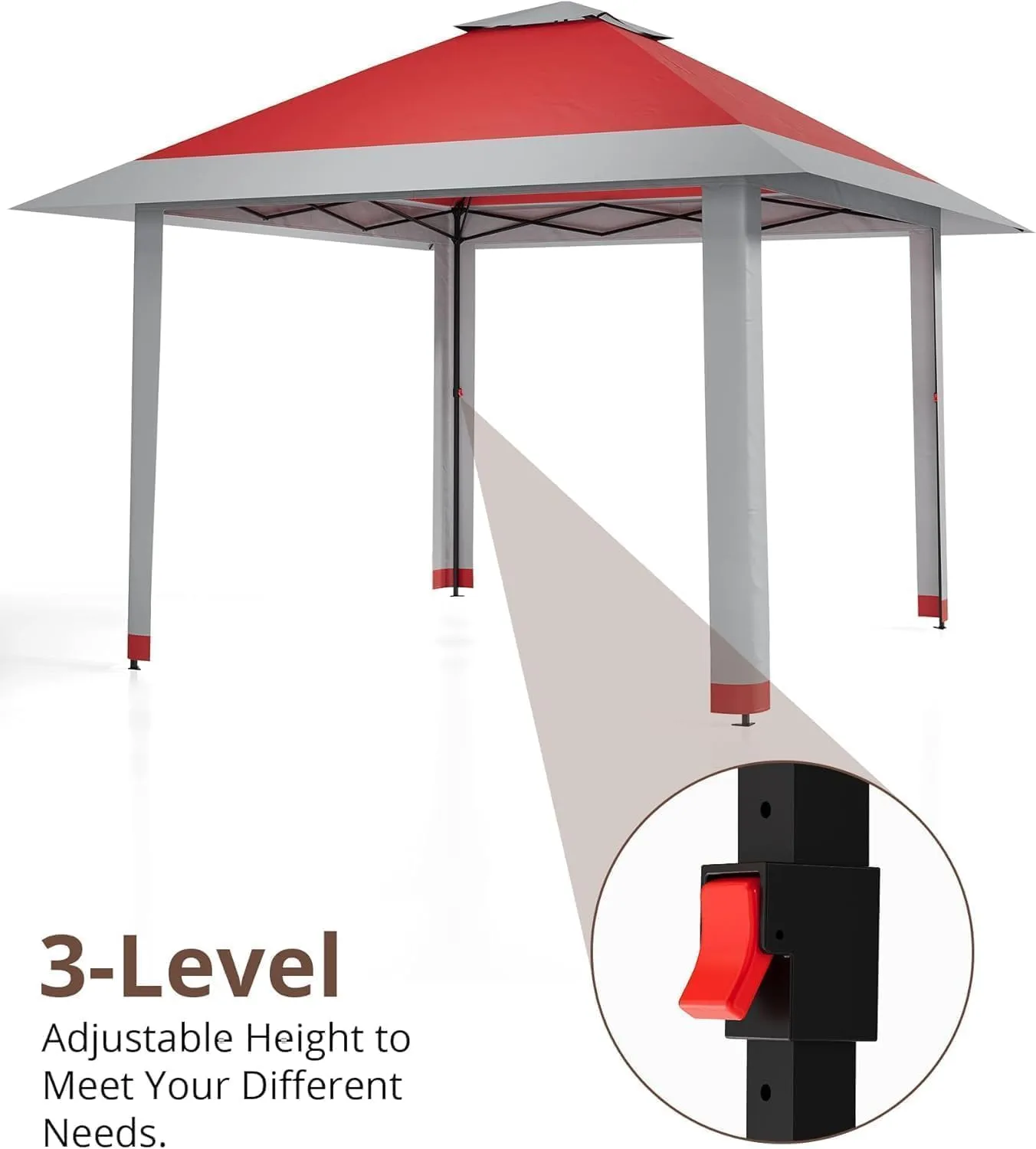 13x13FT Pop-Up Gazebo, Instant Canopy Gazebo with Mosquito Net & Double Roof, Adjustable Height Canopy Tent,with Waterproof and Ultraviolet Double Roof for Backyard, Garden, Lawn and Deck