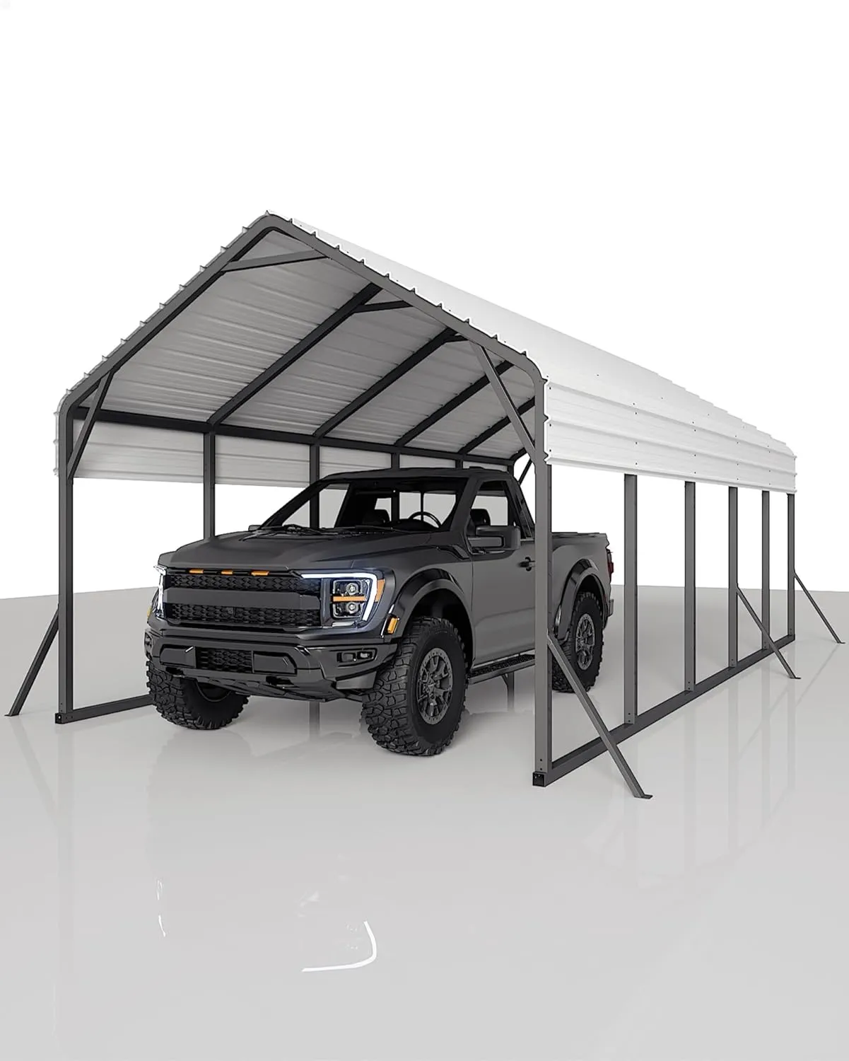 13'x26'x11' Oversized Metal Carport, Steel Heavy Duty Carport for All-Weather, Permanent Shelter for Full-Size Pickup Trucks, Boats, and Tractors, N.W. 780 Lbs