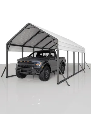 13'x26'x11' Oversized Metal Carport, Steel Heavy Duty Carport for All-Weather, Permanent Shelter for Full-Size Pickup Trucks, Boats, and Tractors, N.W. 780 Lbs
