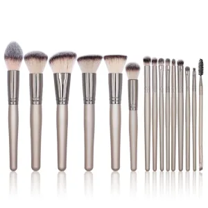 15 Makeup Brush Set Full Set Of Loose Powder Brush Flat Foundation Brush Eye Shadow Set Brush Beauty Tools(1,D)