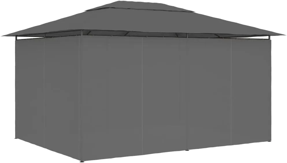 157.4"x118.1" Outdoor Gazebo with Curtains Anthracite Heavy Duty Canopy Tent Vented Roof Water-Resistant Polyester for Backyard Patio Camping Parties