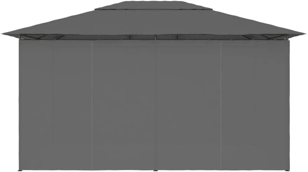 157.4"x118.1" Outdoor Gazebo with Curtains Anthracite Heavy Duty Canopy Tent Vented Roof Water-Resistant Polyester for Backyard Patio Camping Parties