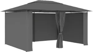 157.4"x118.1" Outdoor Gazebo with Curtains Anthracite Heavy Duty Canopy Tent Vented Roof Water-Resistant Polyester for Backyard Patio Camping Parties