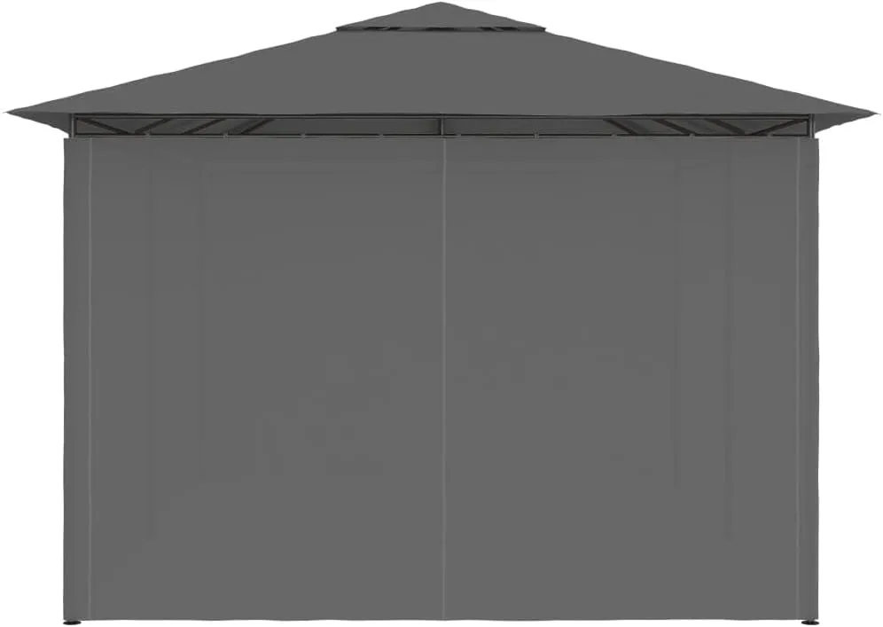 157.4"x118.1" Outdoor Gazebo with Curtains Anthracite Heavy Duty Canopy Tent Vented Roof Water-Resistant Polyester for Backyard Patio Camping Parties