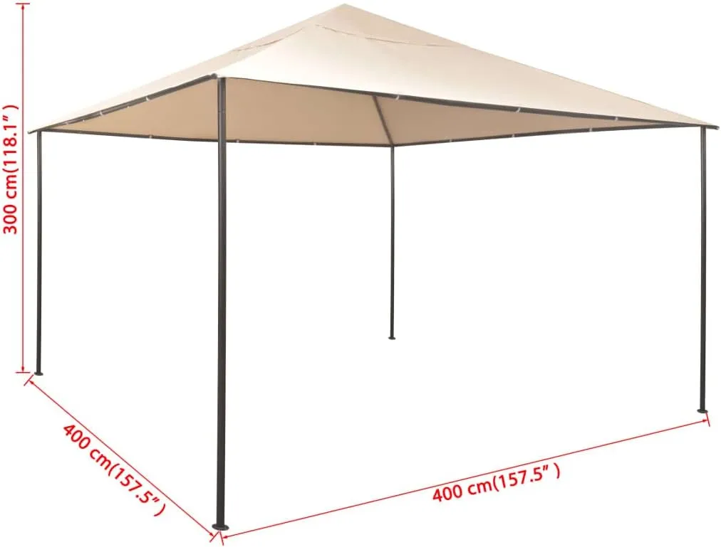 157.5"x157.5" Steel Frame Gazebo Canopy Tent with Oxford Fabric, Beige Outdoor Party Shelter for Backyard Patio Camping Gatherings