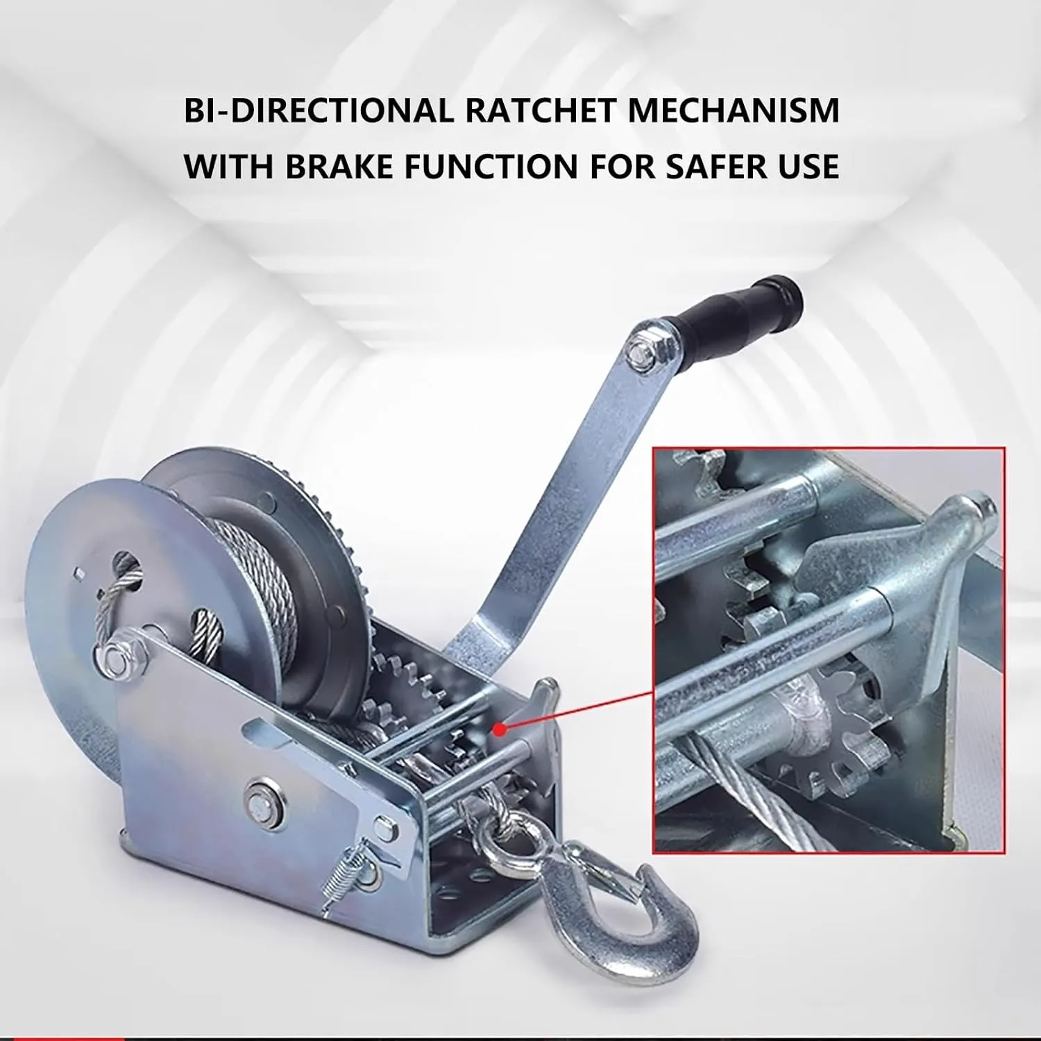 1650 kg/3600 lb. Heavy Duty Marine Trailer Winch with 8 m/26.2 ft. Wire Rope, Hardened Steel Gear with 8:1 Gear Ratio Crank Small Winch for Marine Motorboat Trailer Winch(1650kg/3600lb)