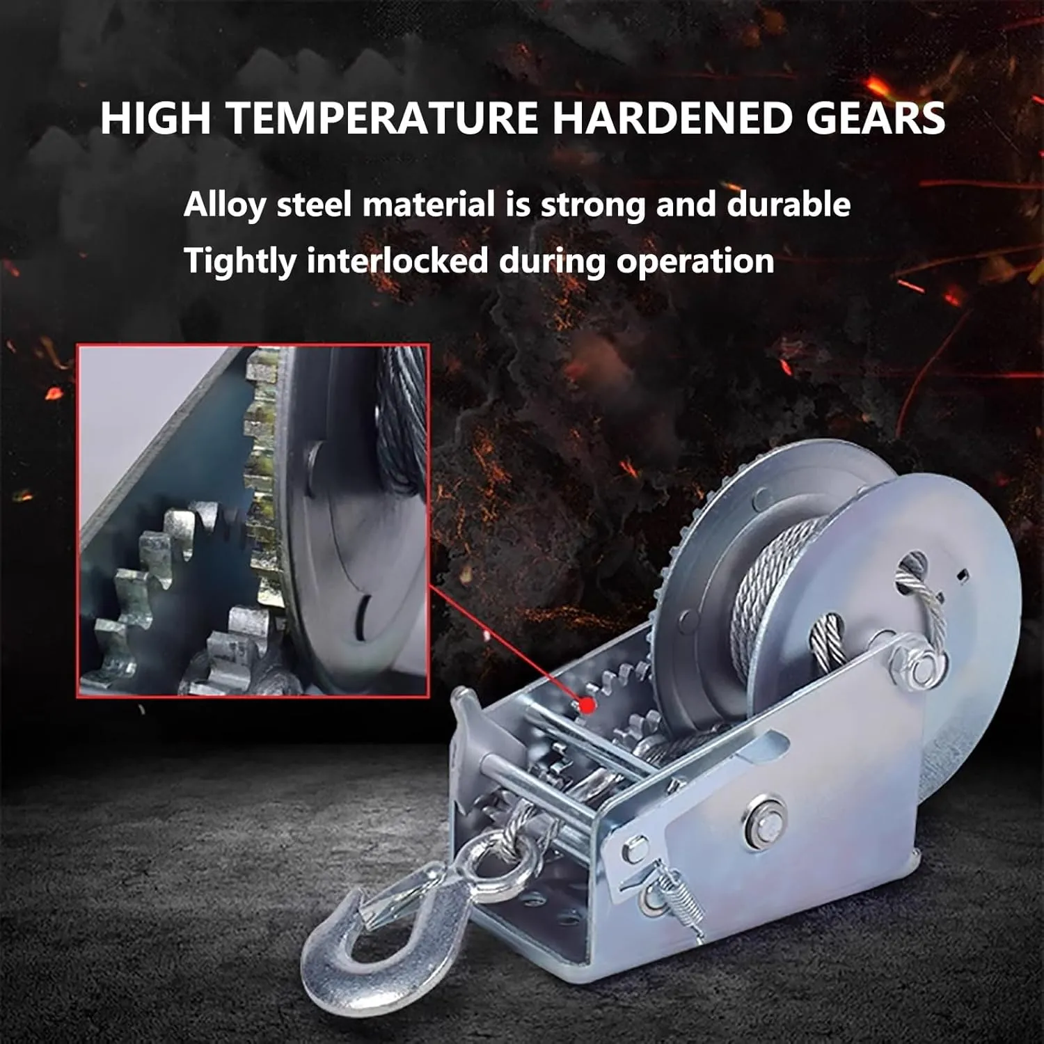 1650 kg/3600 lb. Heavy Duty Marine Trailer Winch with 8 m/26.2 ft. Wire Rope, Hardened Steel Gear with 8:1 Gear Ratio Crank Small Winch for Marine Motorboat Trailer Winch(1650kg/3600lb)