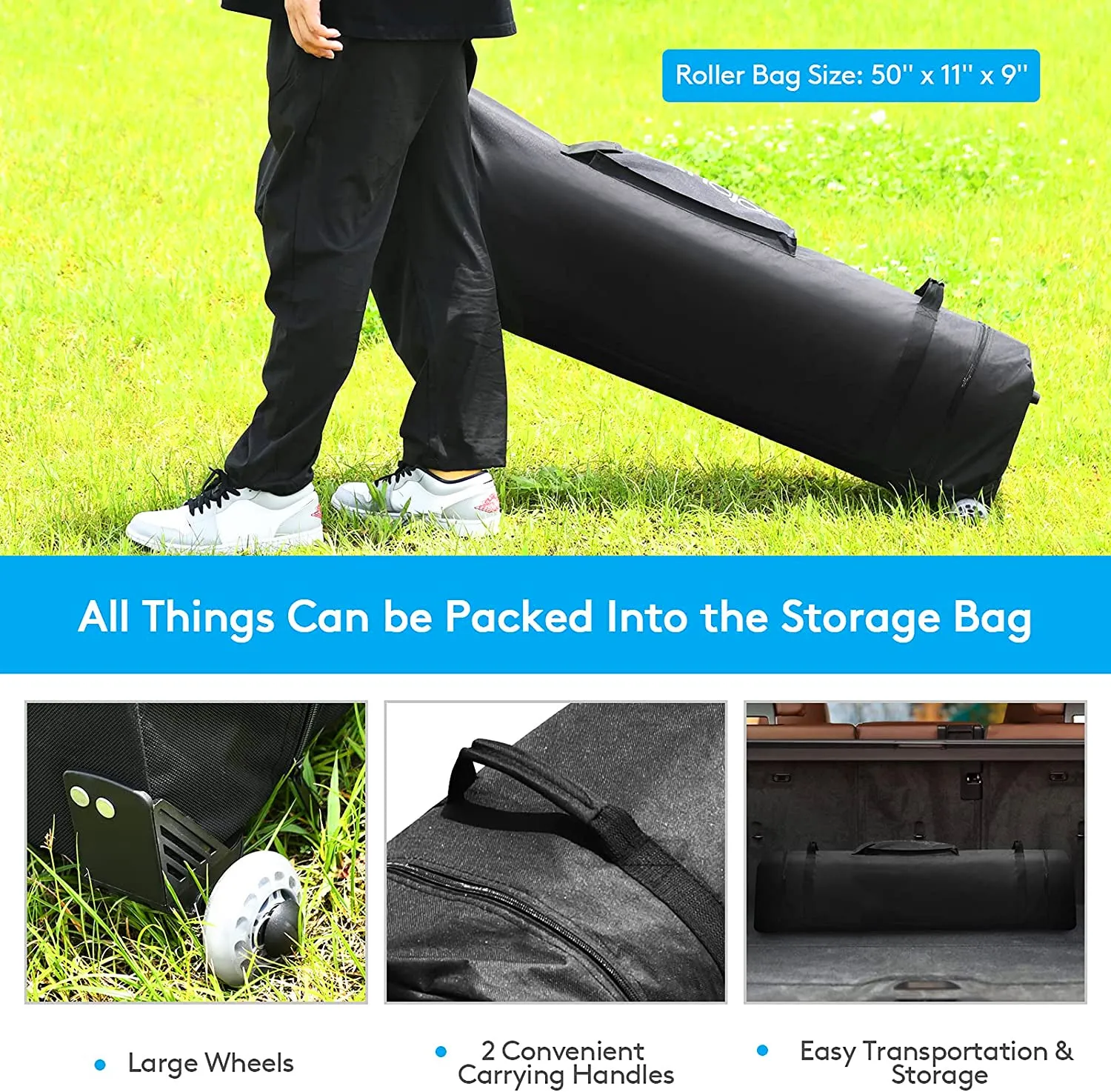 17 ft. x 10 ft. Blue Pop-Up Canopy with Adjustable Instant Sun Shelter and Carrying Bag