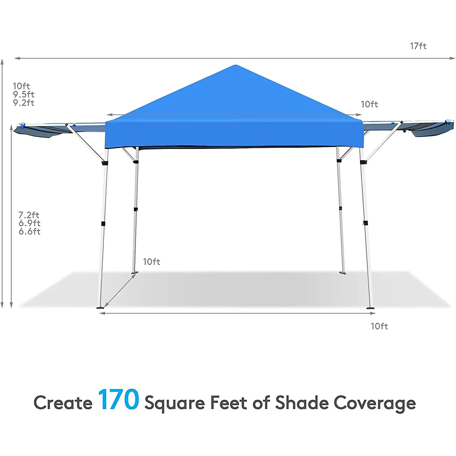 17 ft. x 10 ft. Blue Pop-Up Canopy with Adjustable Instant Sun Shelter and Carrying Bag