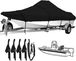 17ft-25ft Heavy-Duty V-Hull Center Console Boat Cover 600D Waterproof Trailerable V-Hull Boat Shelter Canopy Dust-Proof Anti-UV(23-25ft)