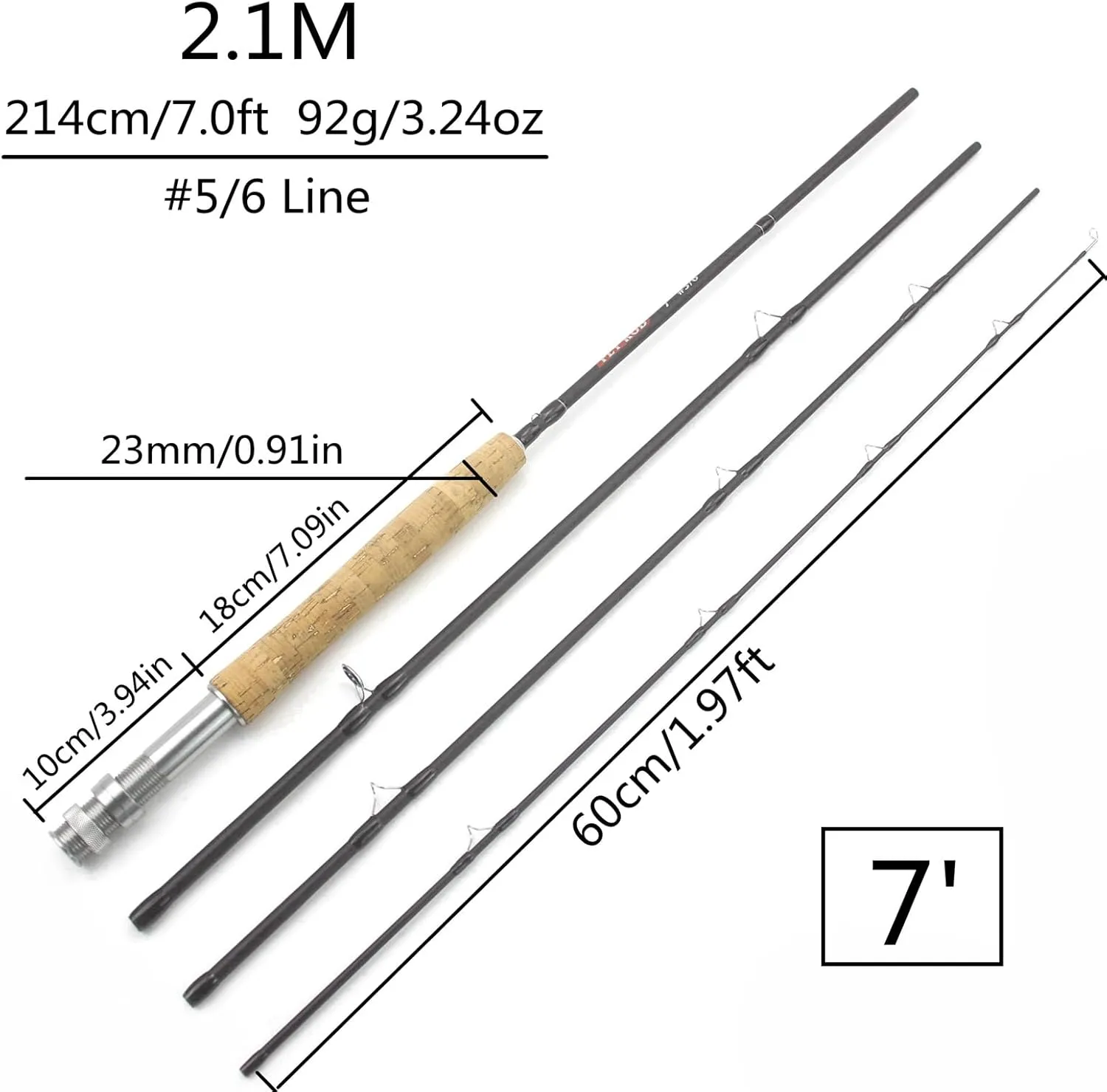 1.98M 2.1M 2.4M 2.7M Telescopic Carbon 4 Sections Fly Fishing Rod Fast Action Freshwater Fly Rods for Trout Salmon Fishing Portable Sea Pole