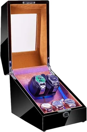 2 3 Automatic Watch Winder with LED Illumination Watch Winder Box Piano Paint Exterior Soft Flexible Watch Pillow Dual Power Supply Watch Winder Display Watch Box Watch Storage Gift