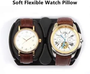 2 3 Automatic Watch Winder with LED Illumination Watch Winder Box Piano Paint Exterior Soft Flexible Watch Pillow Dual Power Supply (White)