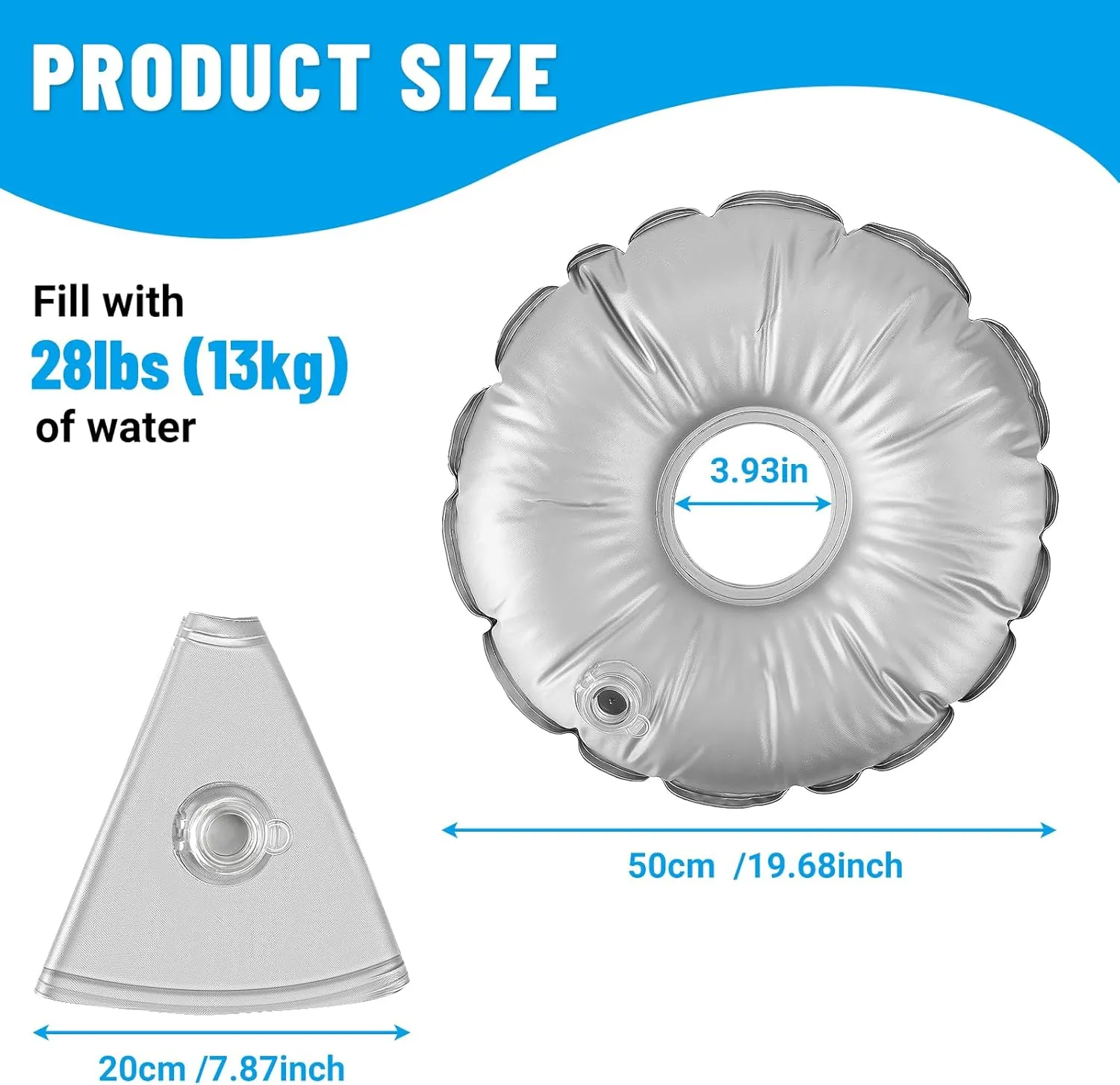 2 Pack 20.47in Water Bag for Feather Flag Base Collapsible Flagpole Base, Round Weight Bag for Feather Flag Pole Base