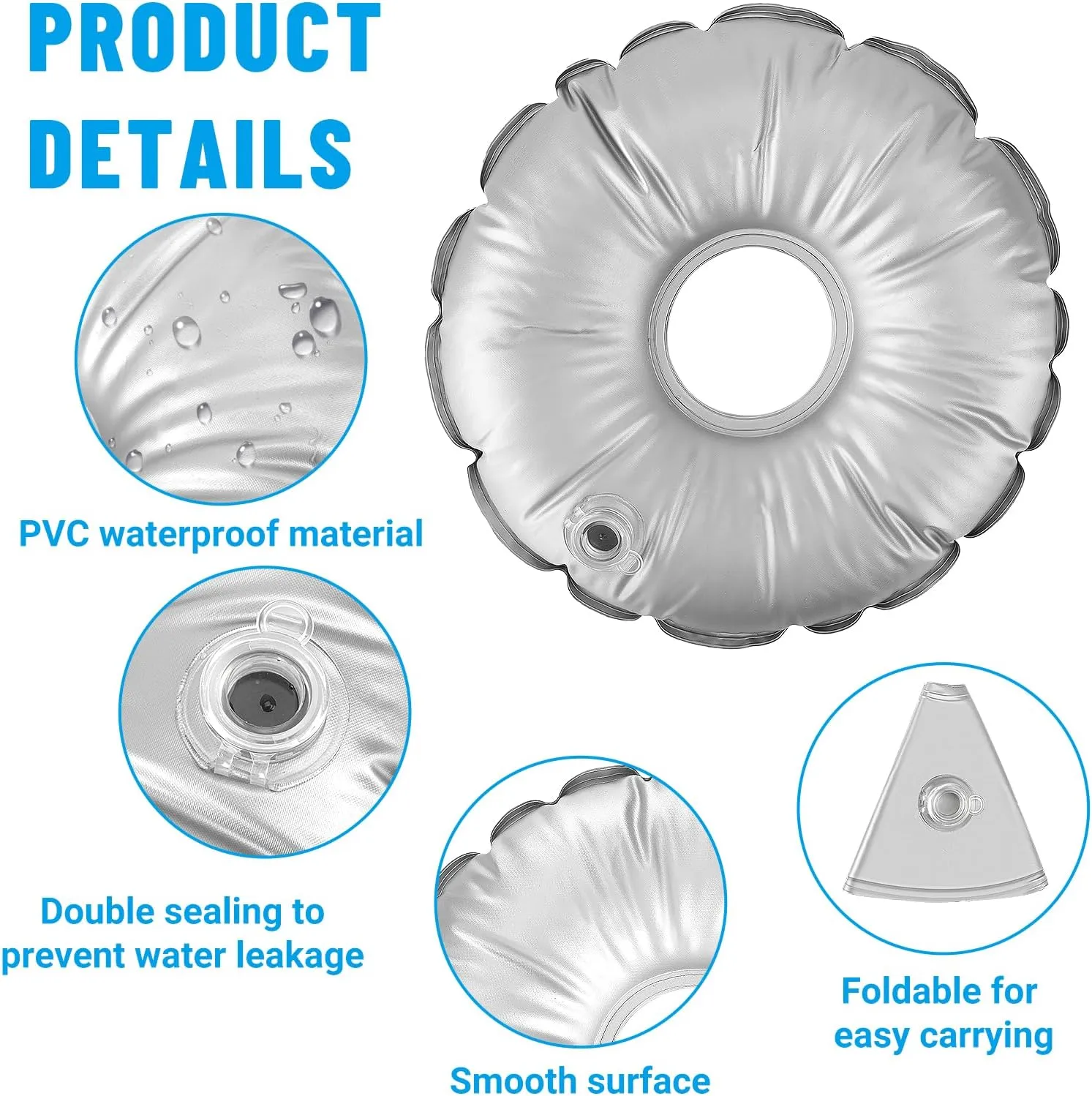 2 Pack 20.47in Water Bag for Feather Flag Base Collapsible Flagpole Base, Round Weight Bag for Feather Flag Pole Base