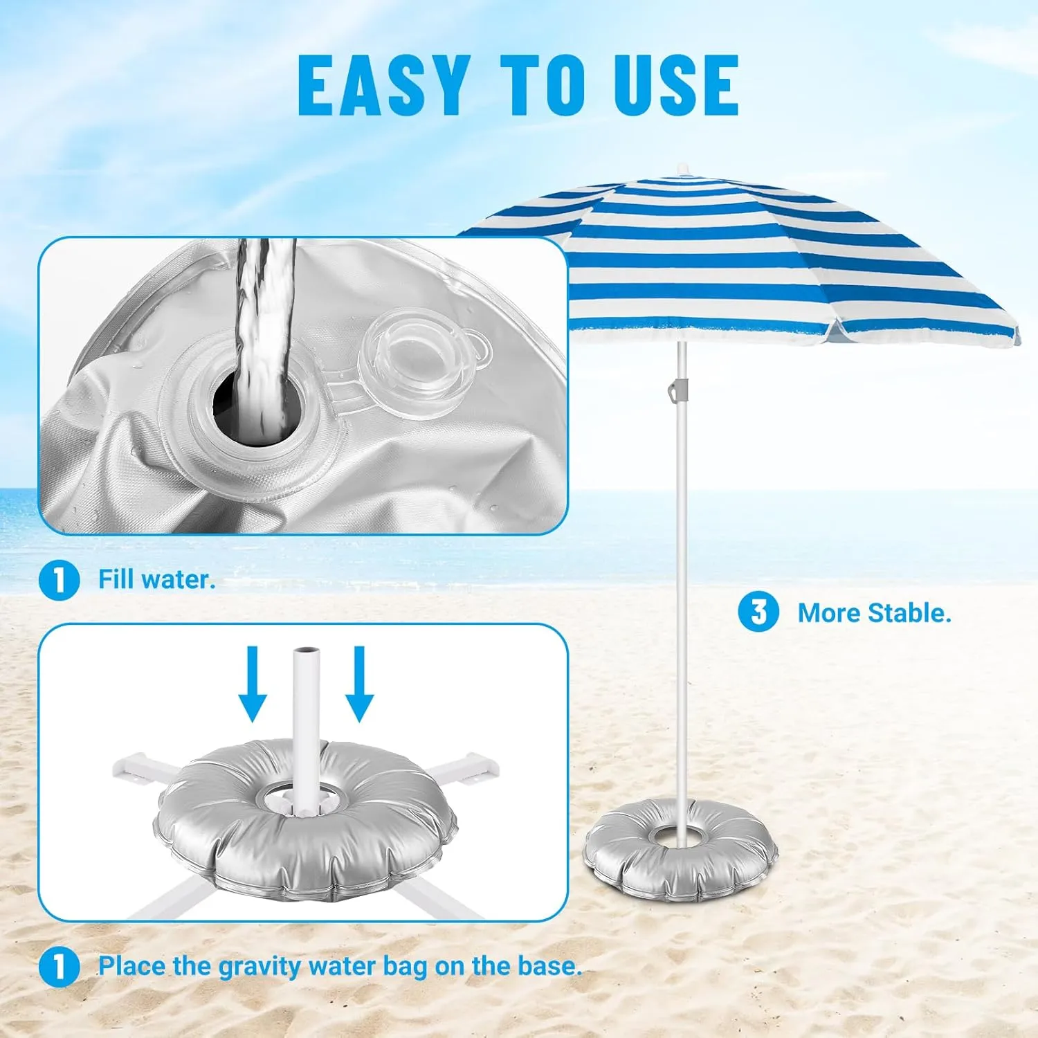 2 Pack 20.47in Water Bag for Feather Flag Base Collapsible Flagpole Base, Round Weight Bag for Feather Flag Pole Base