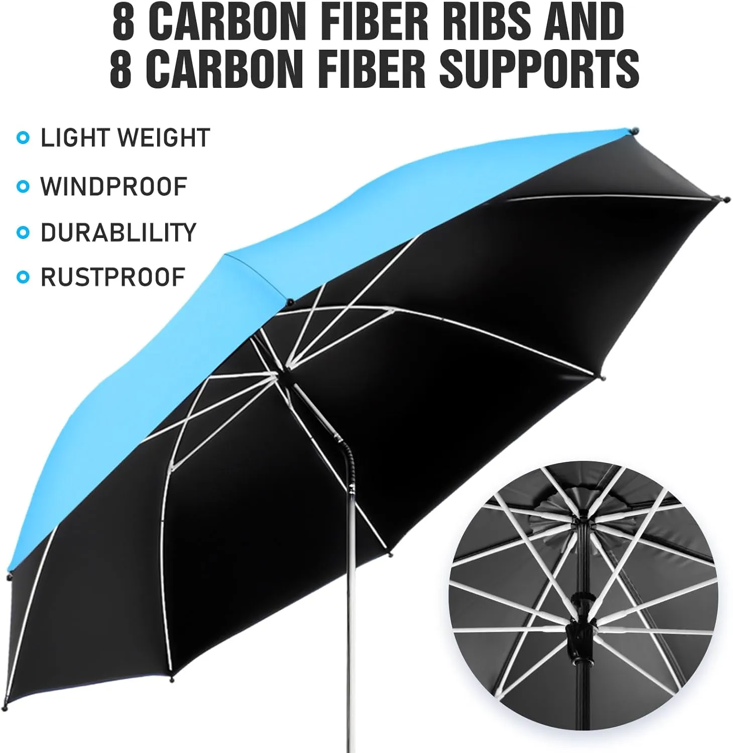2 PACK Beach Umbrella with Clamp, 360 ° Adjustable Umbrellas for Chair, UPF50  Umbrella for Beach Chair, Patio Chair, Wheelchair, Camping Chair, Golf Carts (Chair Not Included)