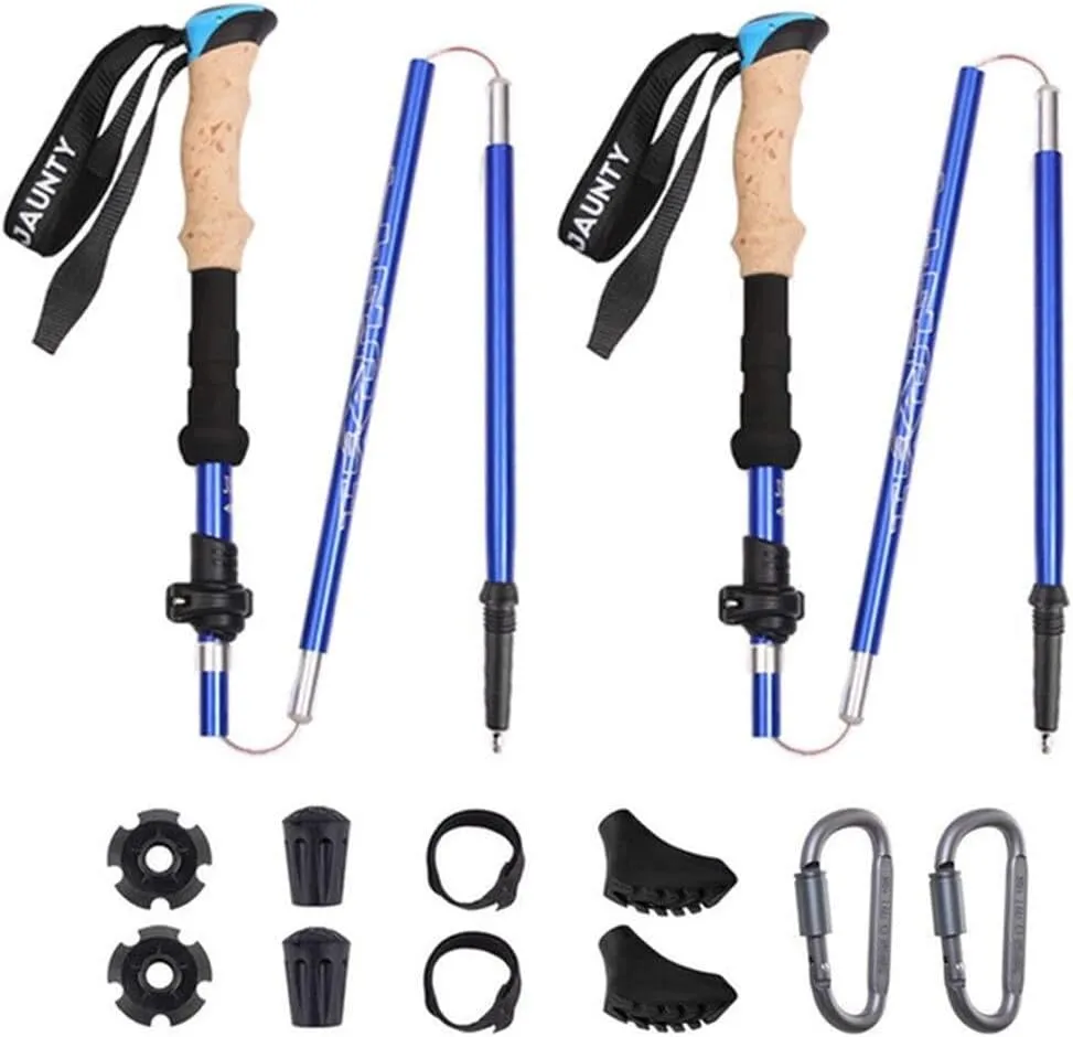 2 Pack Lightweight Collapsible Trekking Poles Adjustable Aluminum Telescopic Hiking Walking Sticks with Grip and Accessories for Men Women Seniors Trail Hike